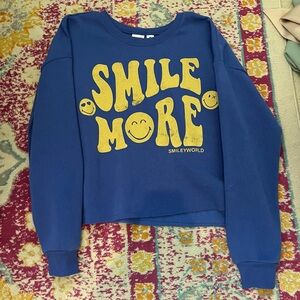 Blue SmileyWorld Sweatshirt with Yellow Print